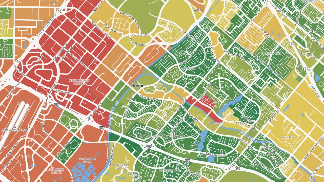 West Park, Irvine, CA Map of Assault Rates