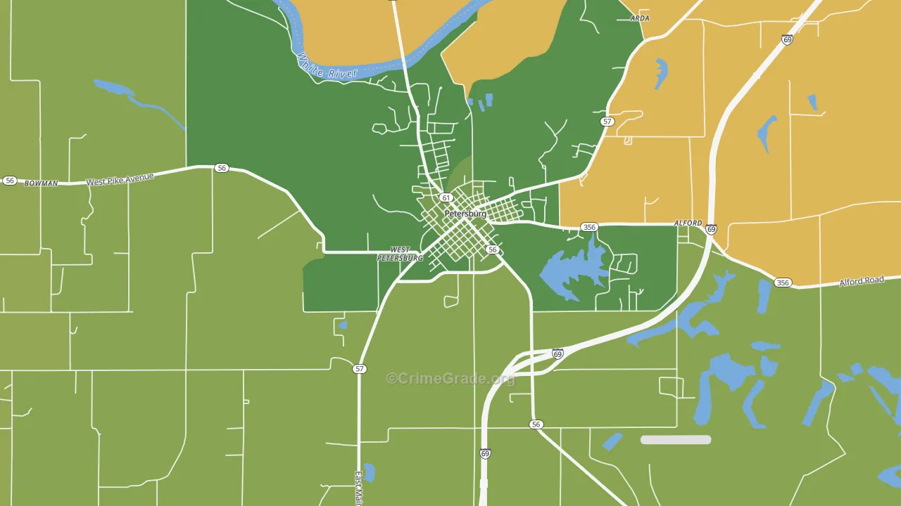 West Petersburg, IN Map of Assault Rates