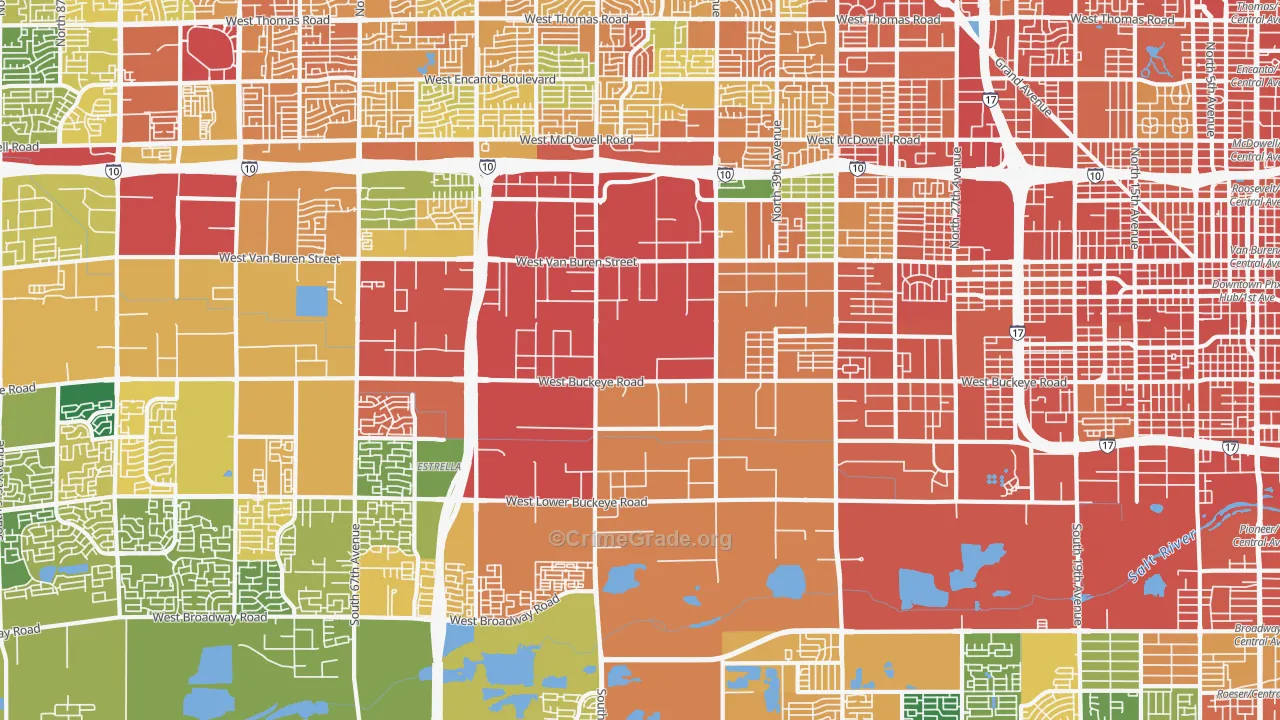 West Phoenix, Phoenix, AZ Map of Assault Rates