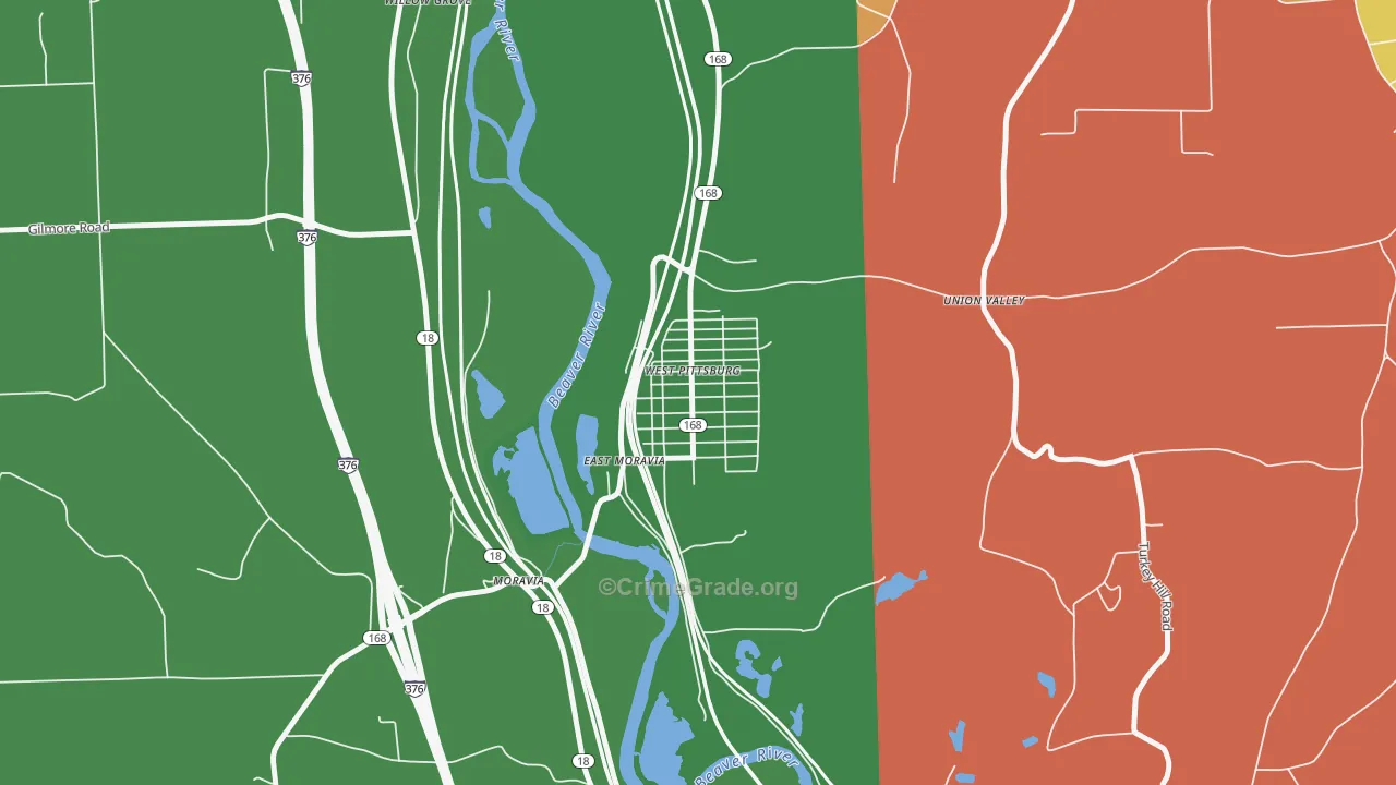 West Pittsburg, PA Map of Assault Rates