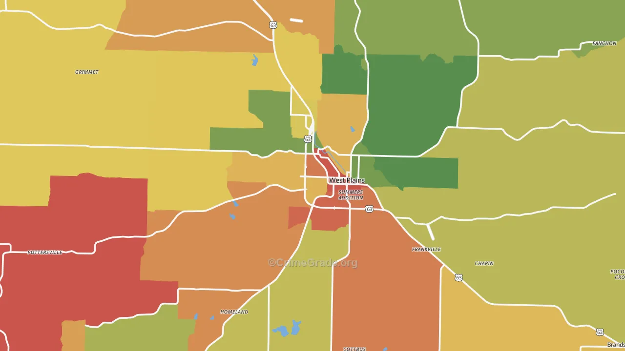 West Plains, MO Map of Assault Rates