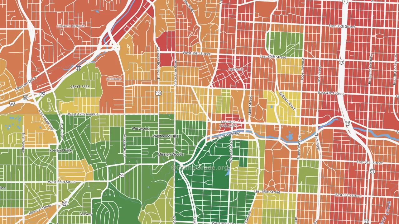 West Plaza, Kansas City, MO Map of Assault Rates