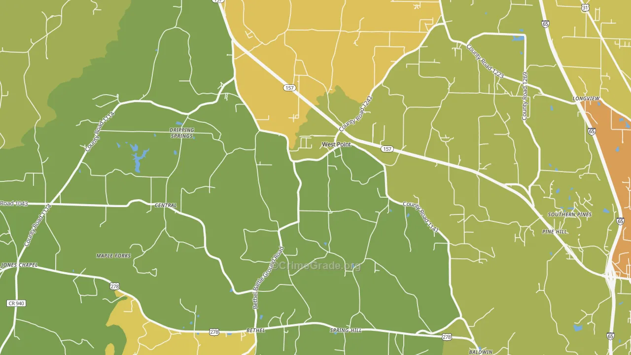 West Point, AL Map of Assault Rates