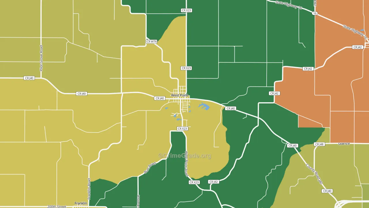 West Point, IA Map of Assault Rates