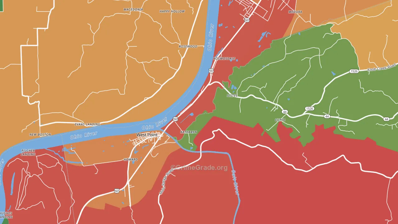 West Point, KY Map of Assault Rates