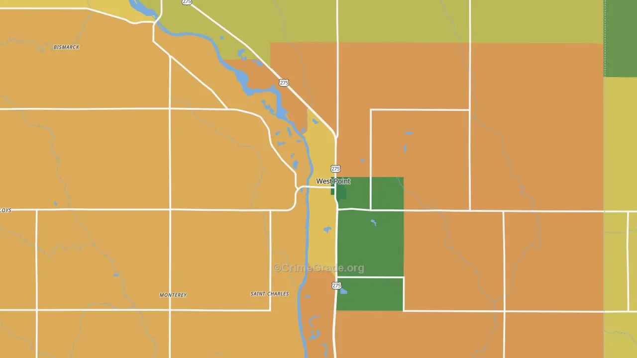 West Point, NE Map of Assault Rates