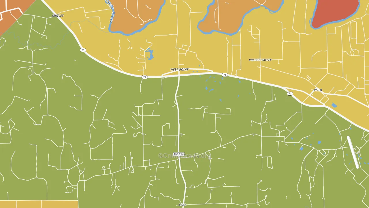 West Point, TX Map of Assault Rates