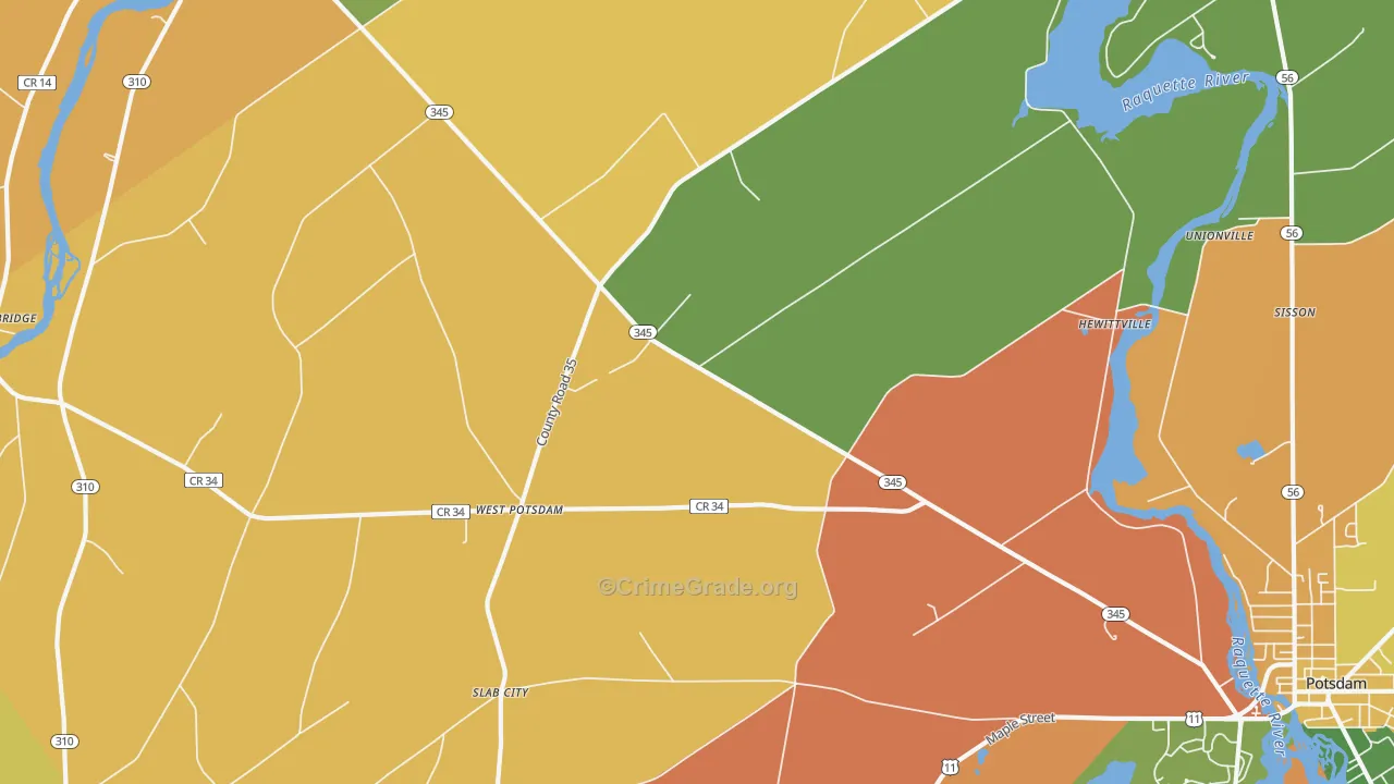 West Potsdam, NY Map of Assault Rates