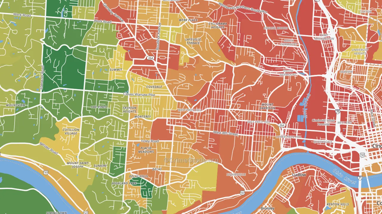 West Price Hill, Cincinnati, OH Map of Assault Rates