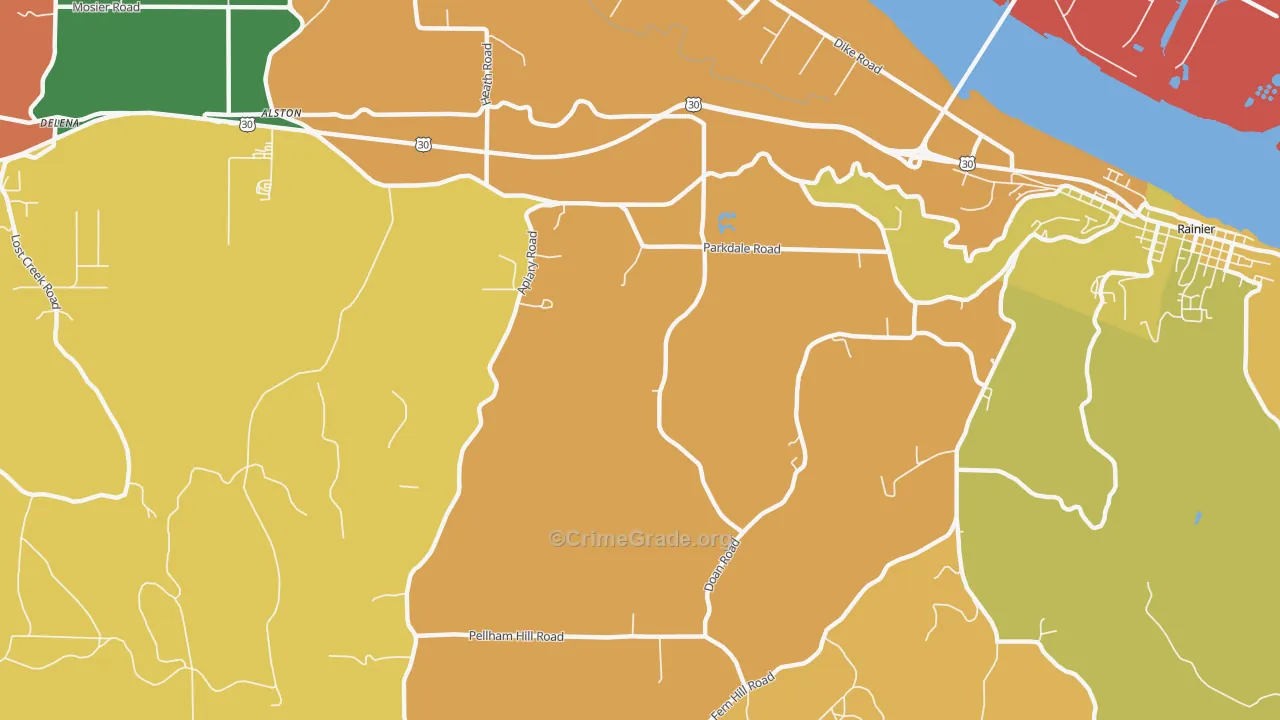 West Rainier, OR Map of Assault Rates