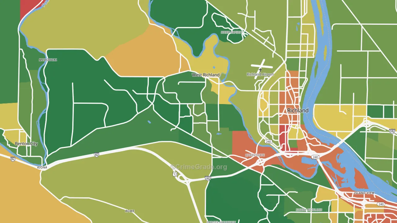 West Richland, WA Map of Assault Rates