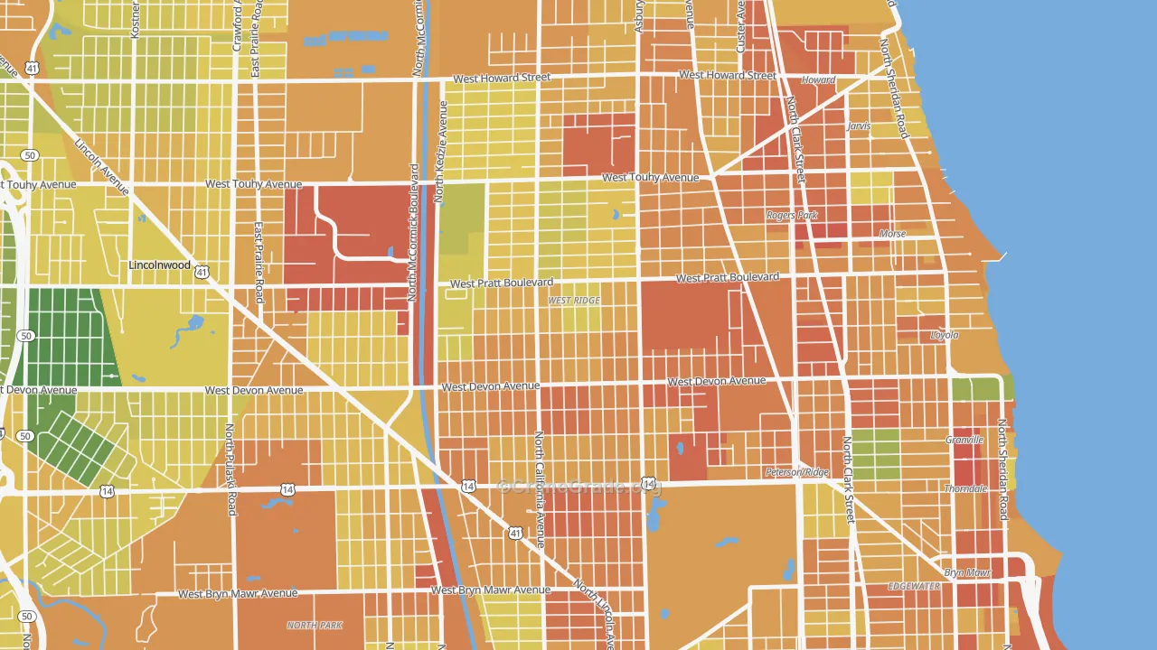 West Ridge, Chicago, IL Map of Assault Rates