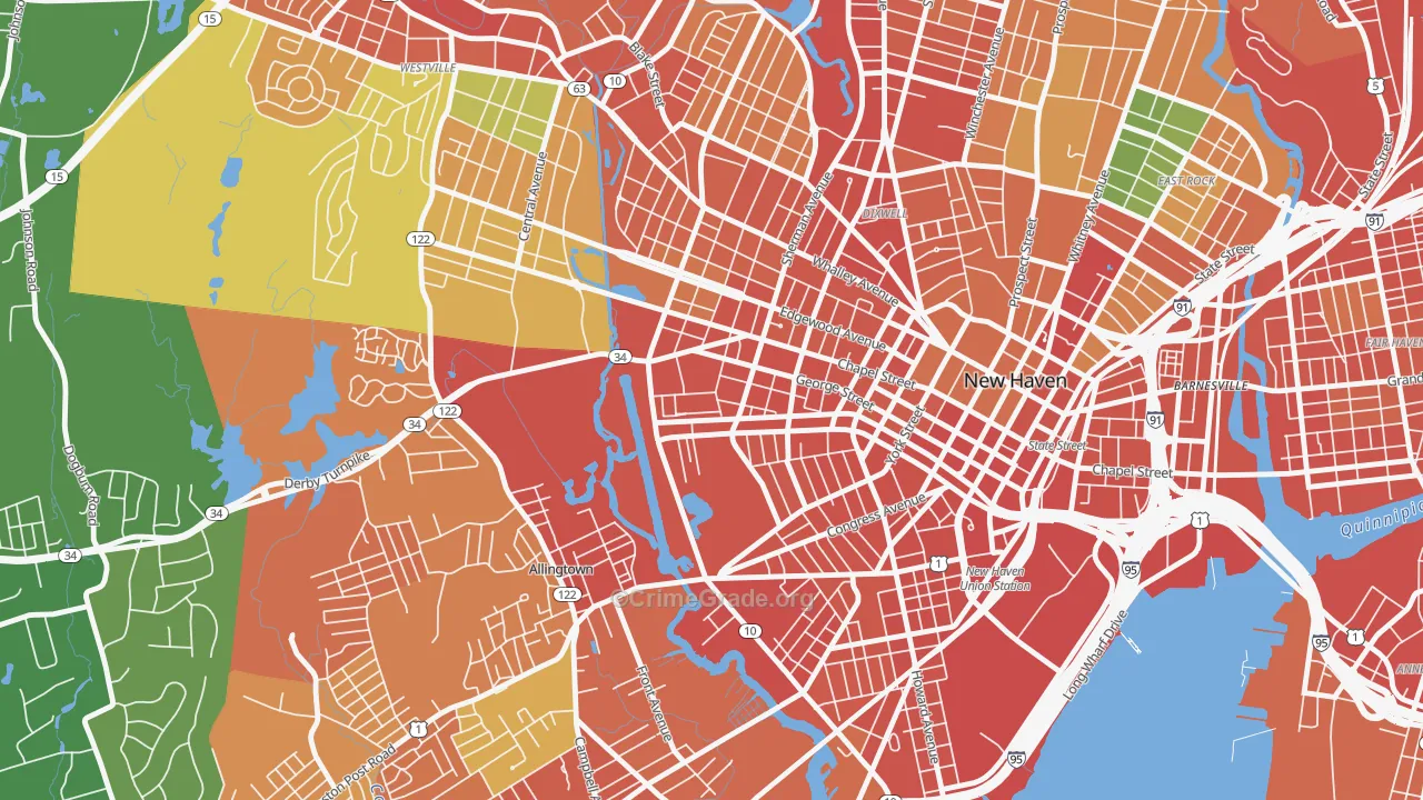 West River, New Haven, CT Map of Assault Rates