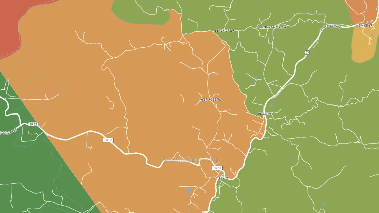 West Robbin, TN Map of Assault Rates
