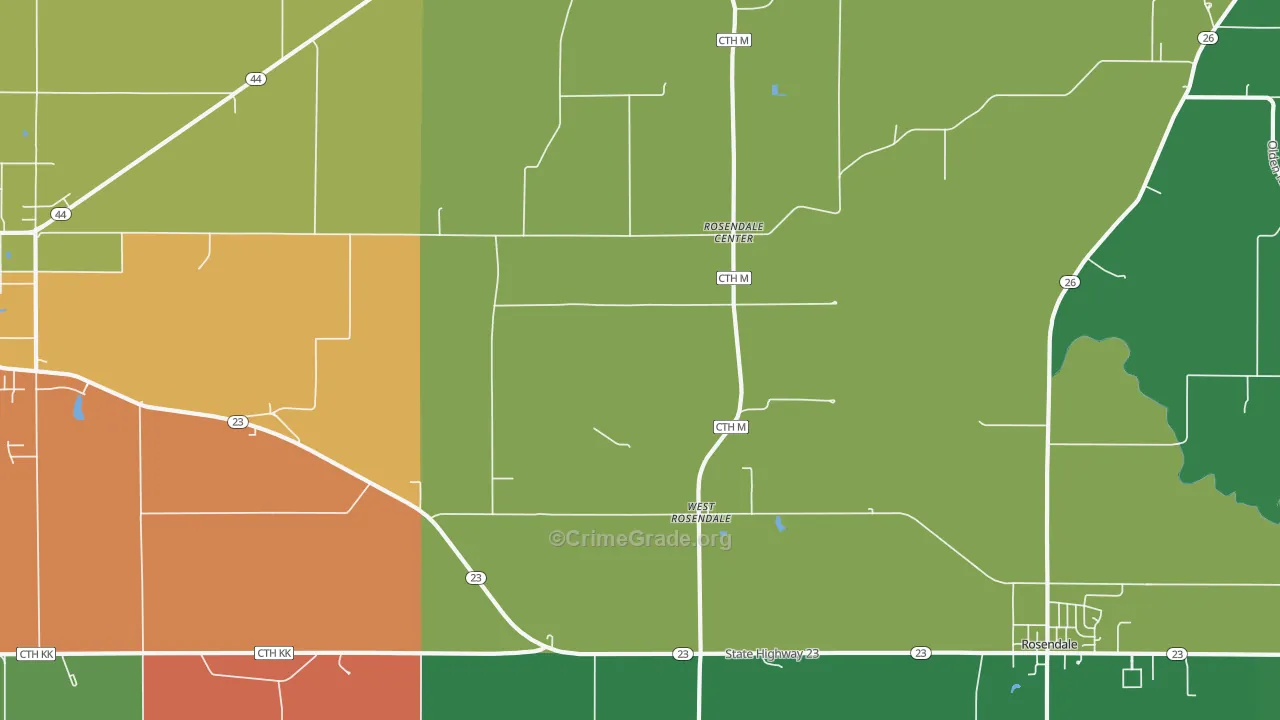 West Rosendale, WI Map of Assault Rates