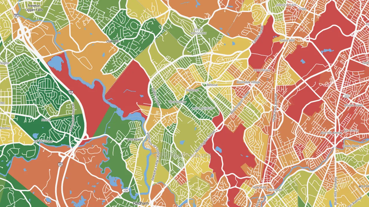 West Roxbury, MA Map of Assault Rates