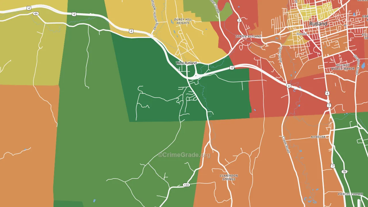 West Rutland, VT Map of Assault Rates