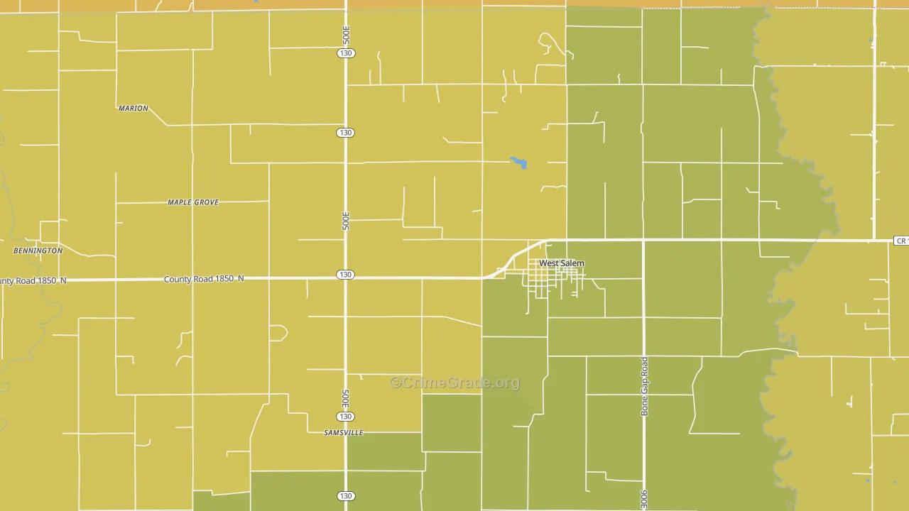 West Salem, IL Map of Assault Rates