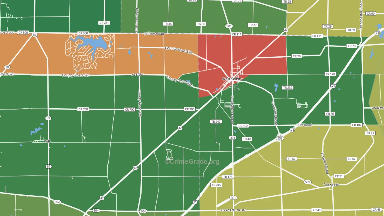 West Salem, OH Map of Assault Rates