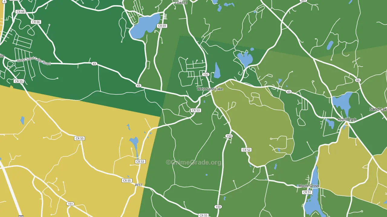 West Sand Lake, NY Map of Assault Rates