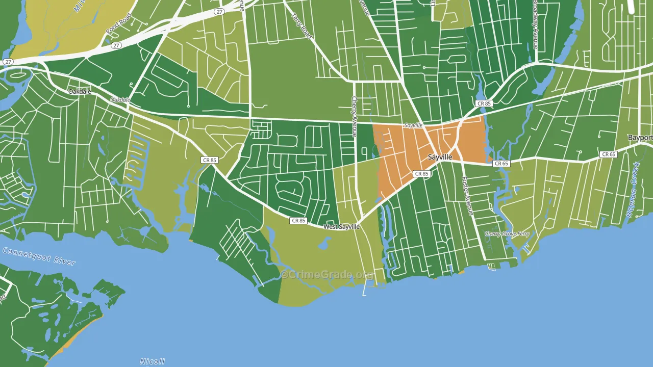 West Sayville, NY Map of Assault Rates