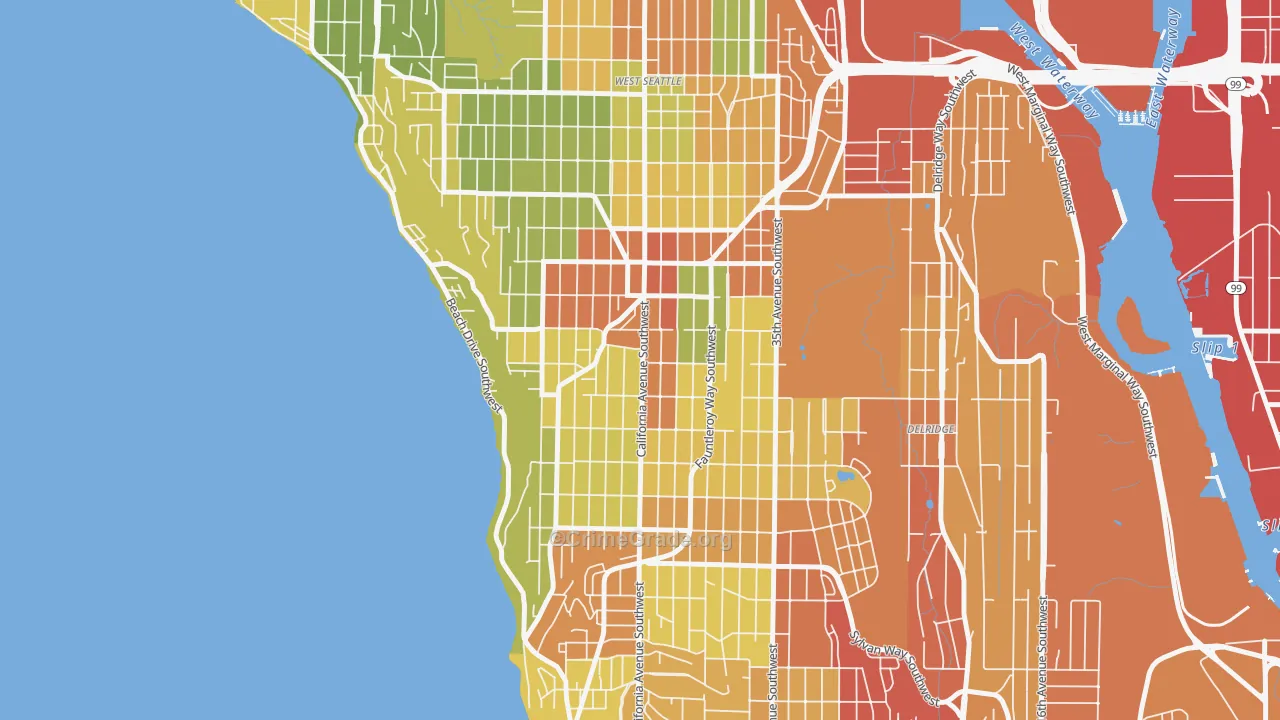 West Seattle, Seattle, WA Map of Assault Rates