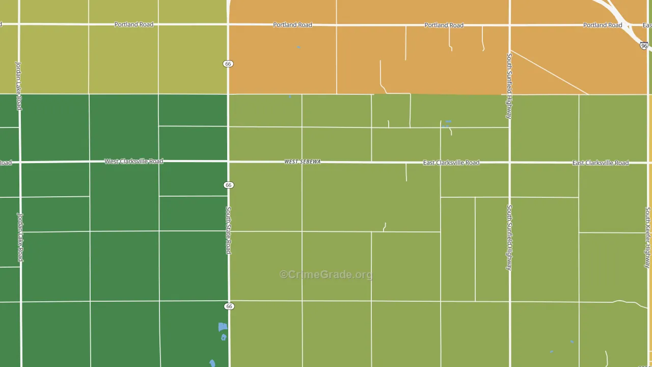 West Sebewa, MI Map of Assault Rates