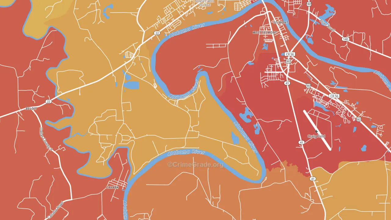 West Selmont, AL Map of Assault Rates