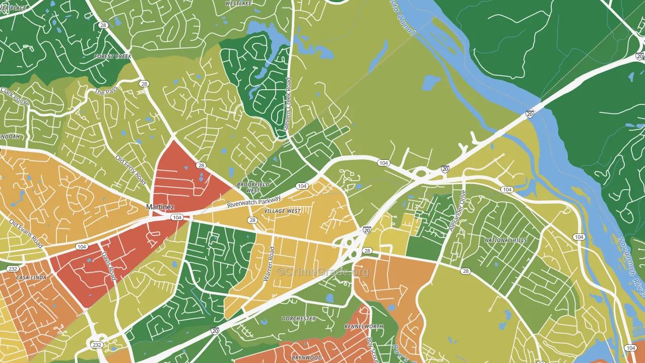 West Side, Augusta, GA Map of Assault Rates