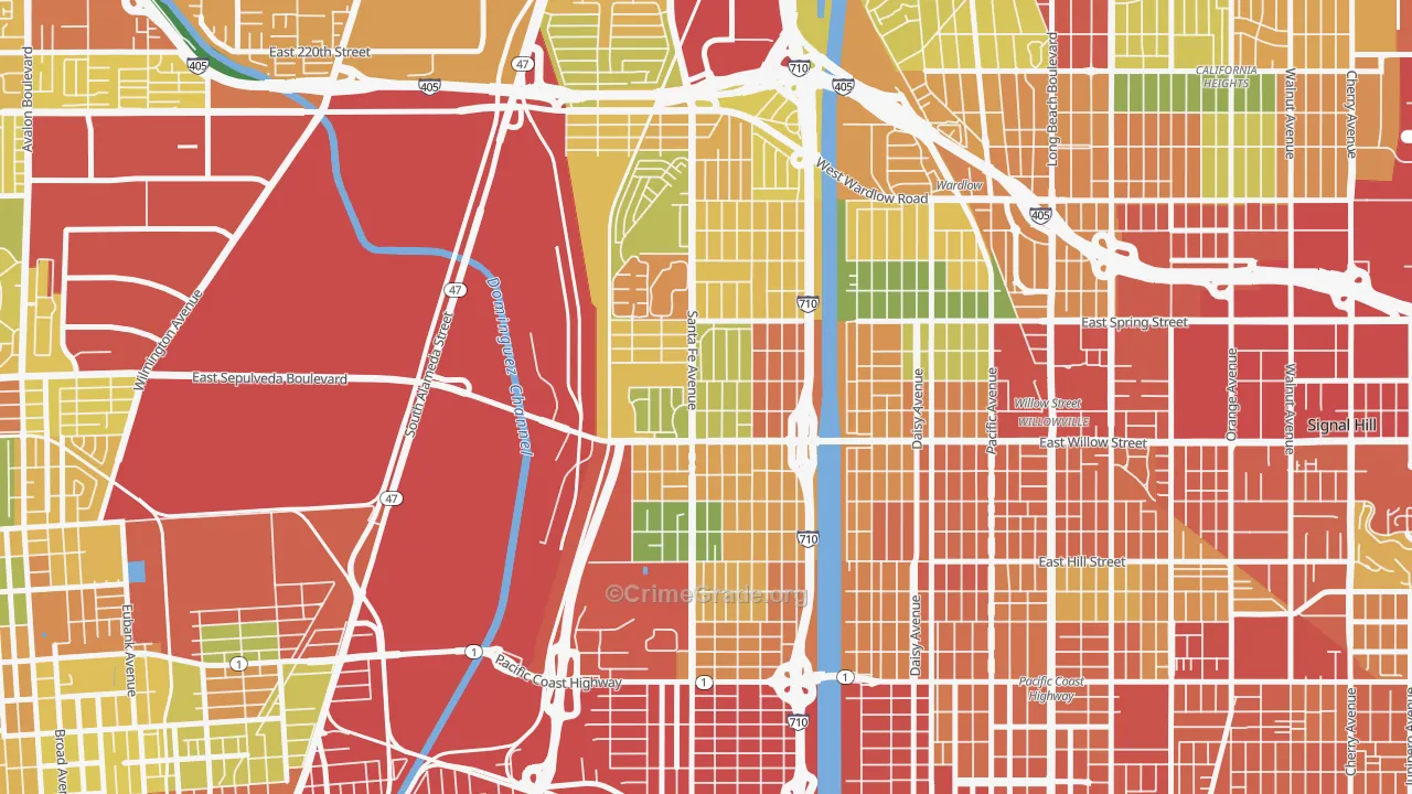 West Side, Long Beach, CA Map of Assault Rates