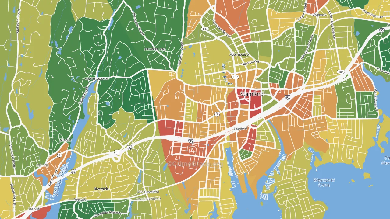 West Side, Stamford, CT Map of Assault Rates