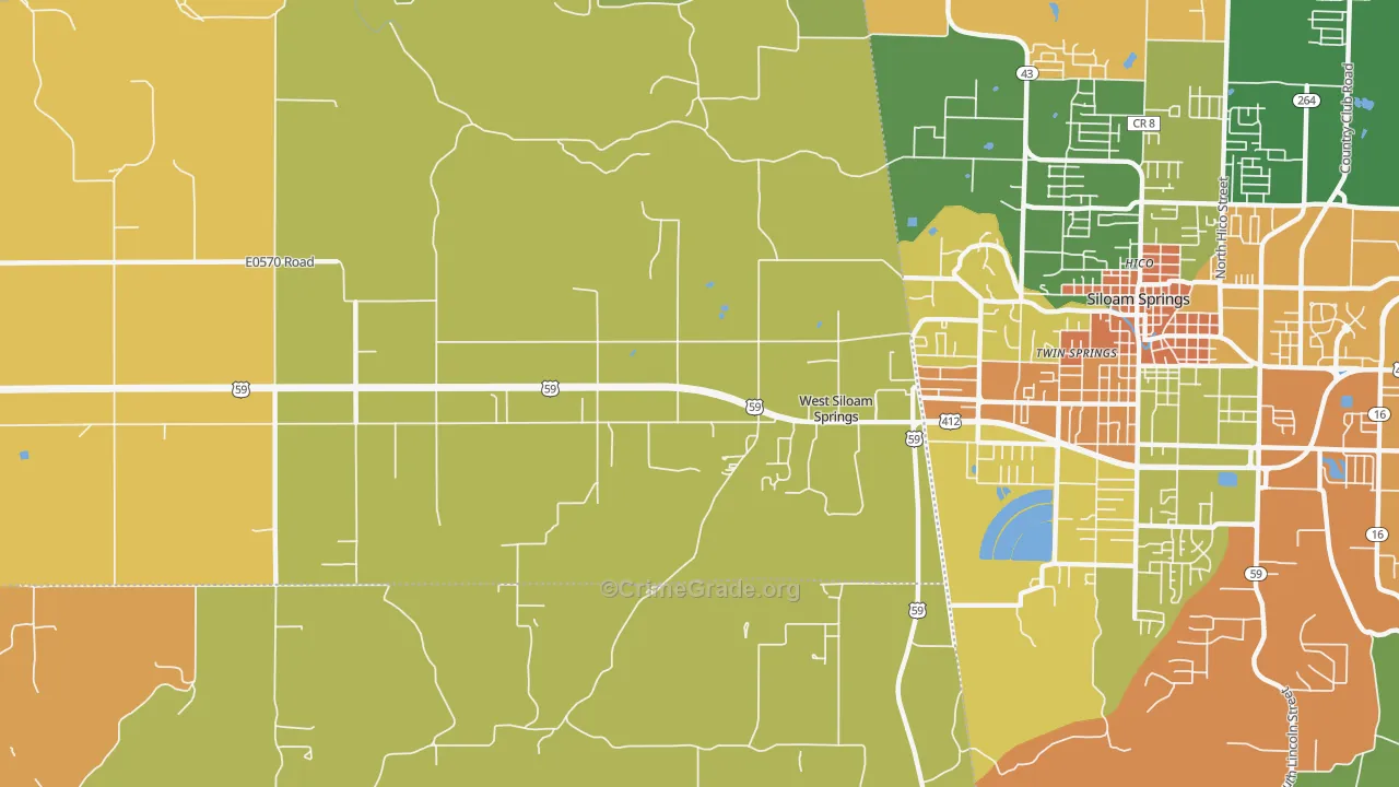 West Siloam Springs, OK Map of Assault Rates