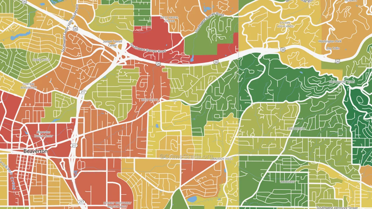 West Slope, Beaverton, OR Map of Assault Rates