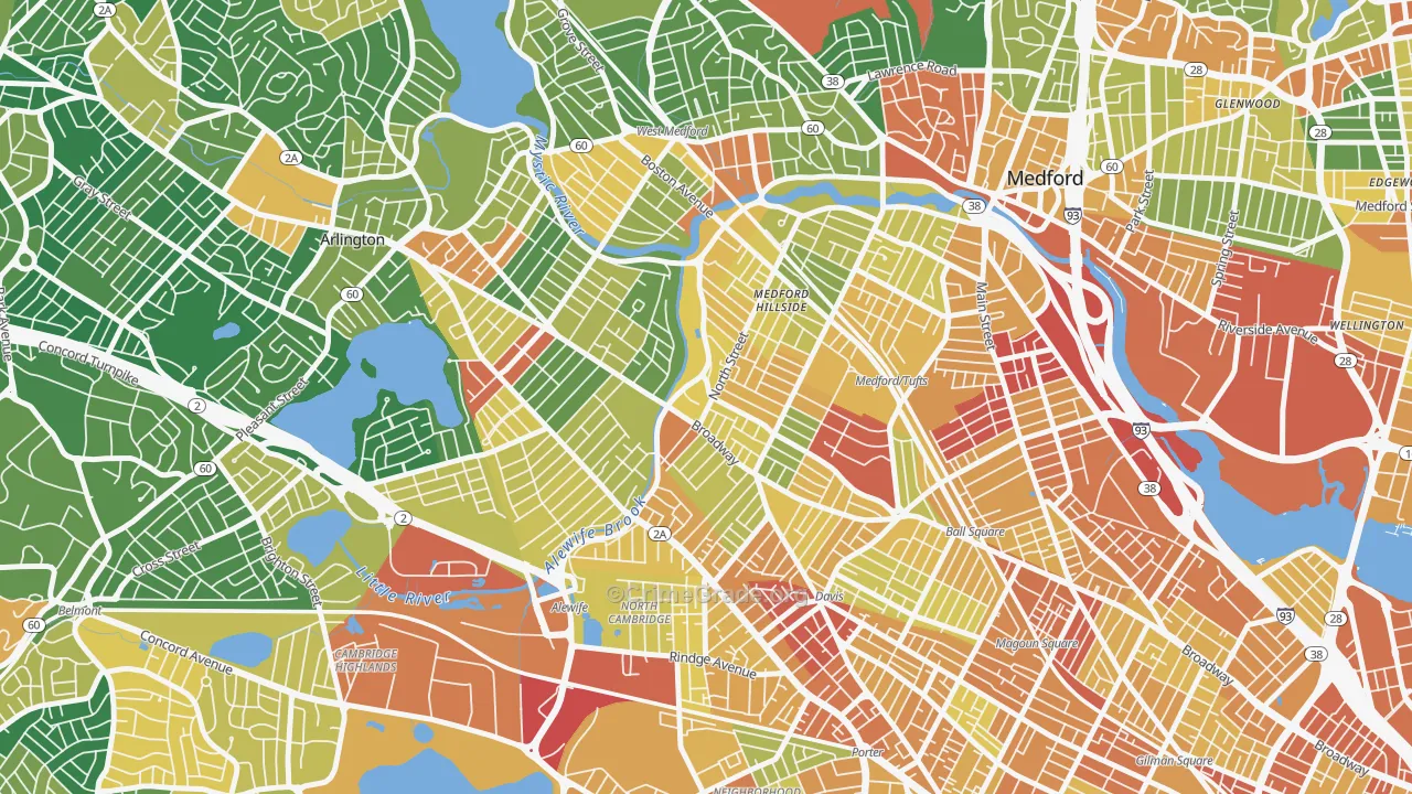 West Somerville, Somerville, MA Map of Assault Rates