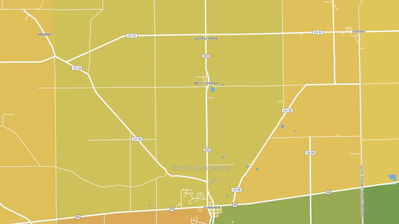 West Sonora, OH Map of Assault Rates