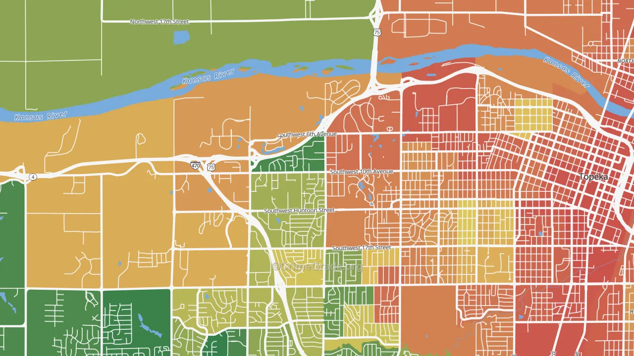 West Southwest 2, Topeka, KS Map of Assault Rates