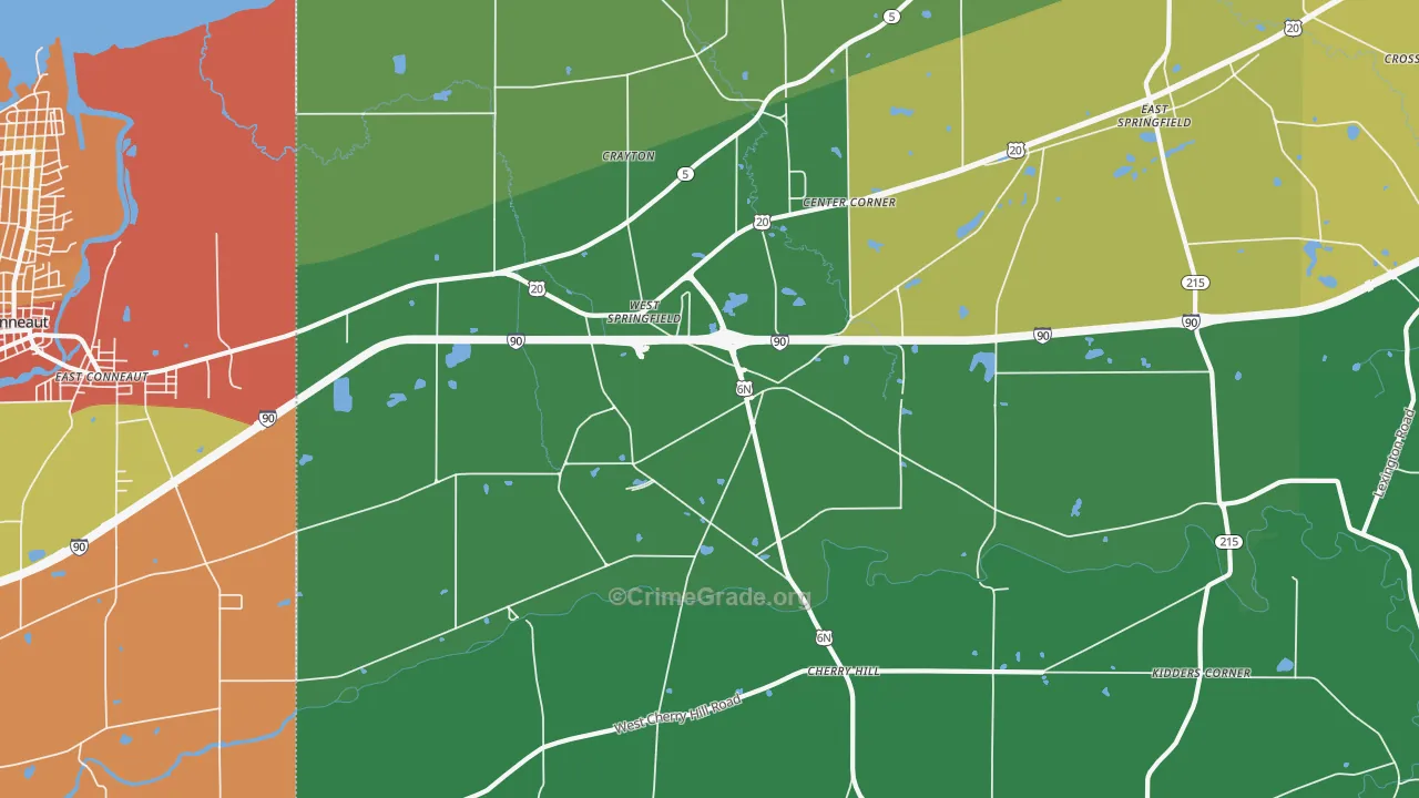 West Springfield, PA Map of Assault Rates