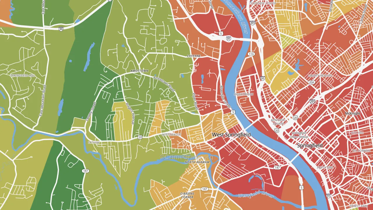 West Springfield Town, MA Map of Assault Rates