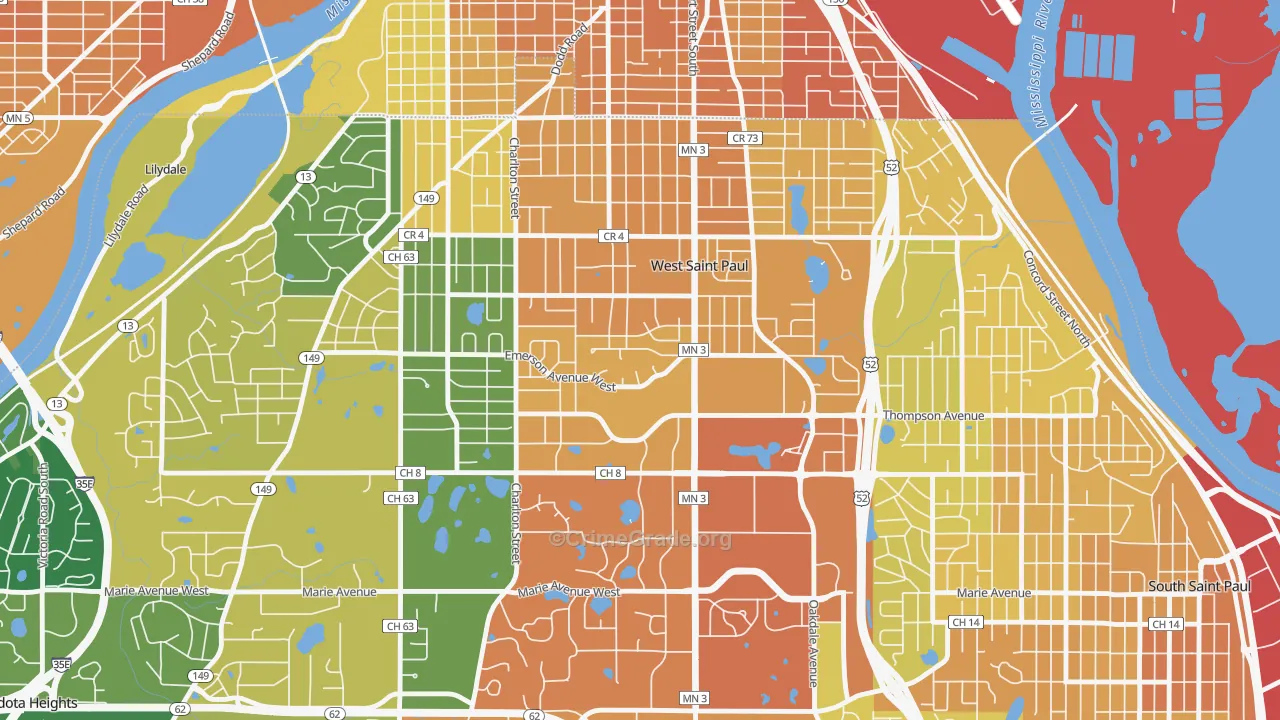 West St. Paul, MN Map of Assault Rates