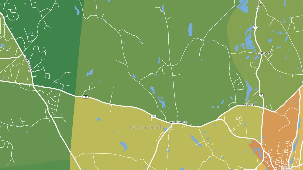 West Stafford, CT Map of Assault Rates
