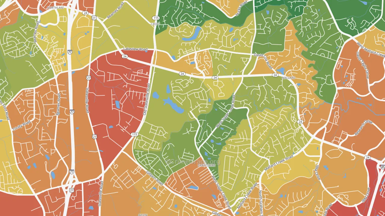 West Sugar Creek, Charlotte, NC Map of Assault Rates