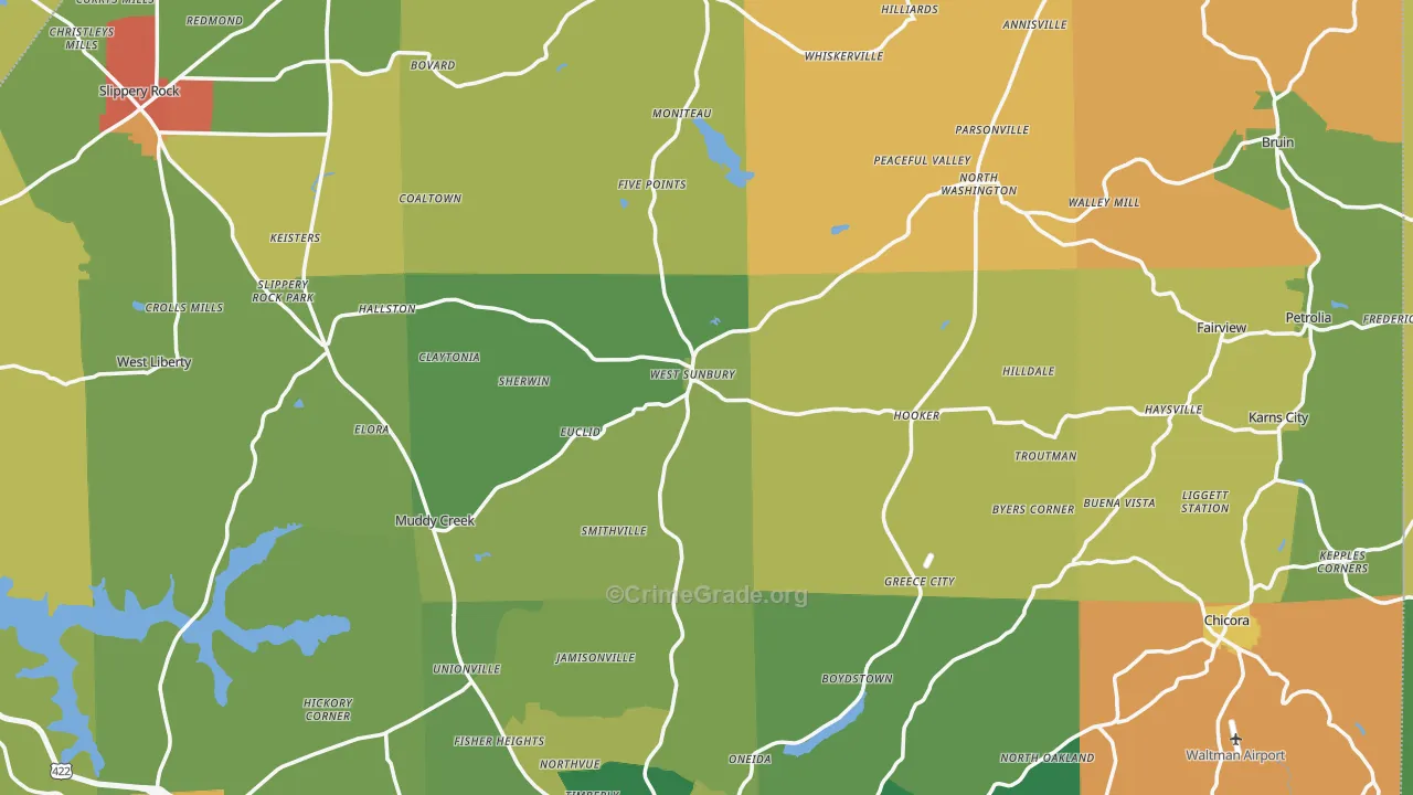 West Sunbury, PA Map of Assault Rates