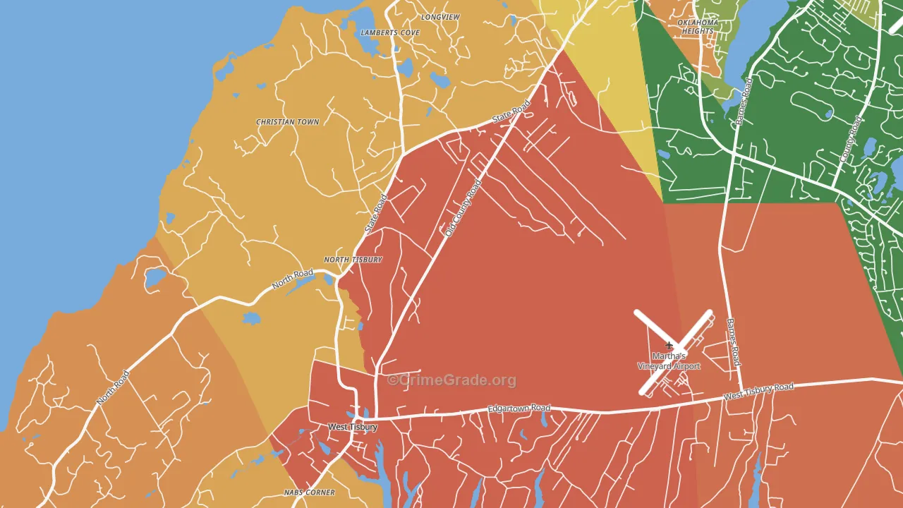 West Tisbury, MA Map of Assault Rates
