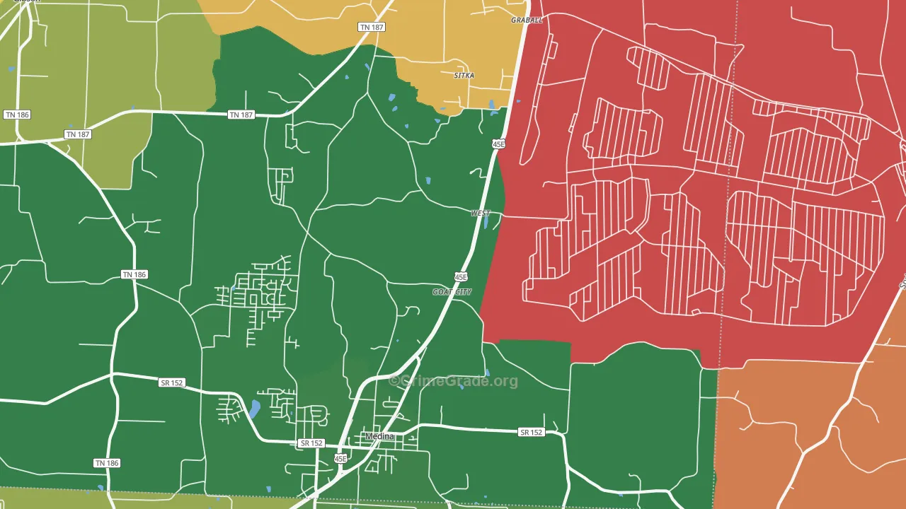 West, TN Map of Assault Rates