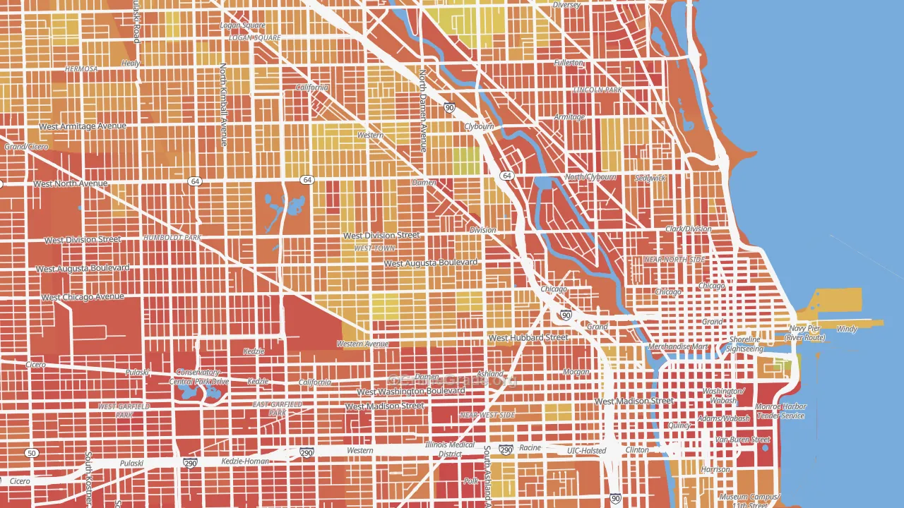 West Town, Chicago, IL Map of Assault Rates
