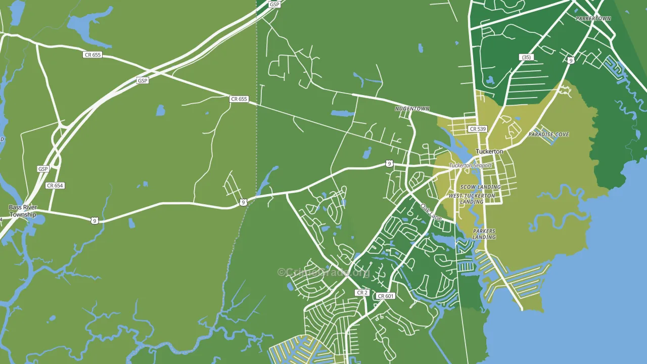 West Tuckerton, NJ Map of Assault Rates