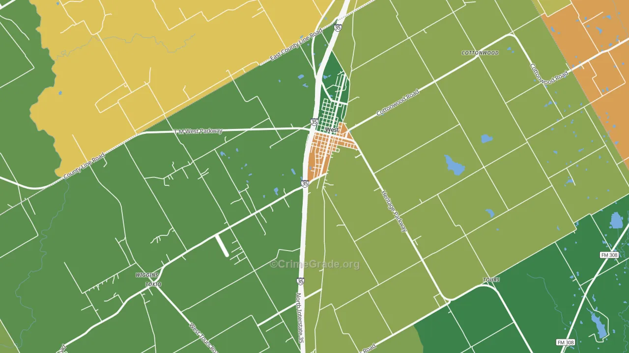 West, TX Map of Assault Rates