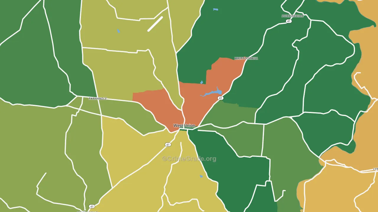 West Union, OH Map of Assault Rates