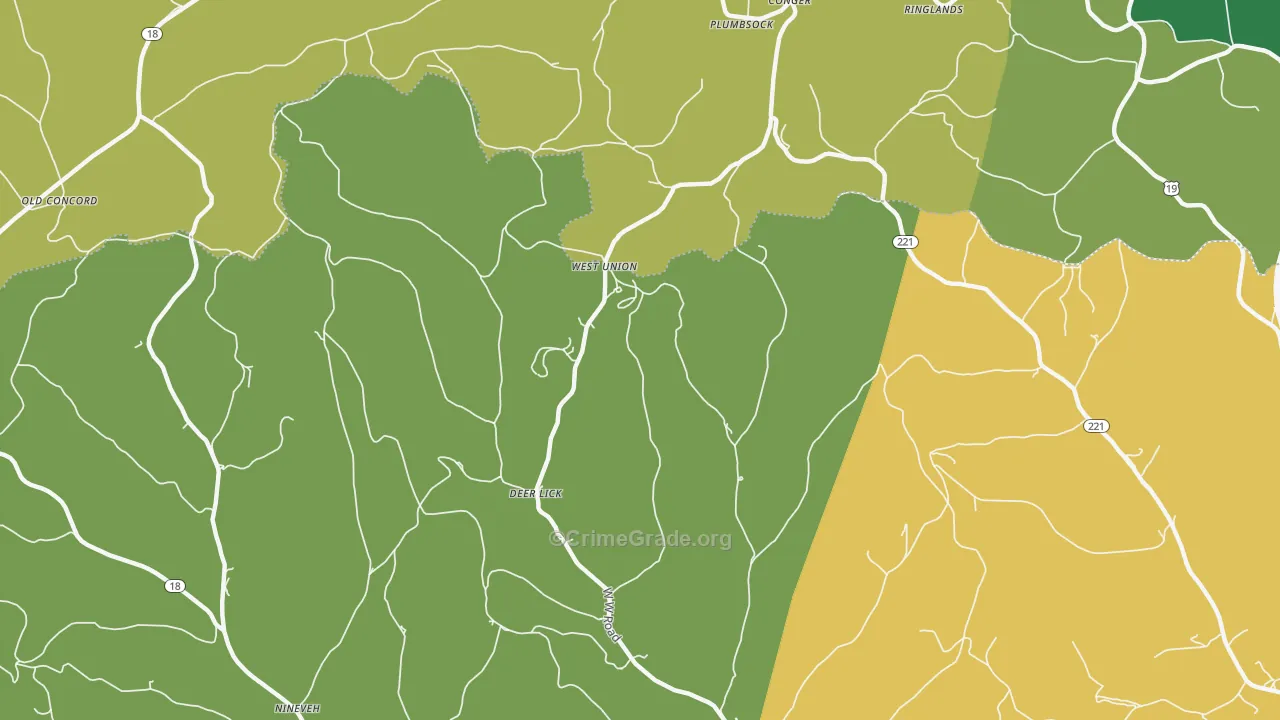 West Union, PA Map of Assault Rates