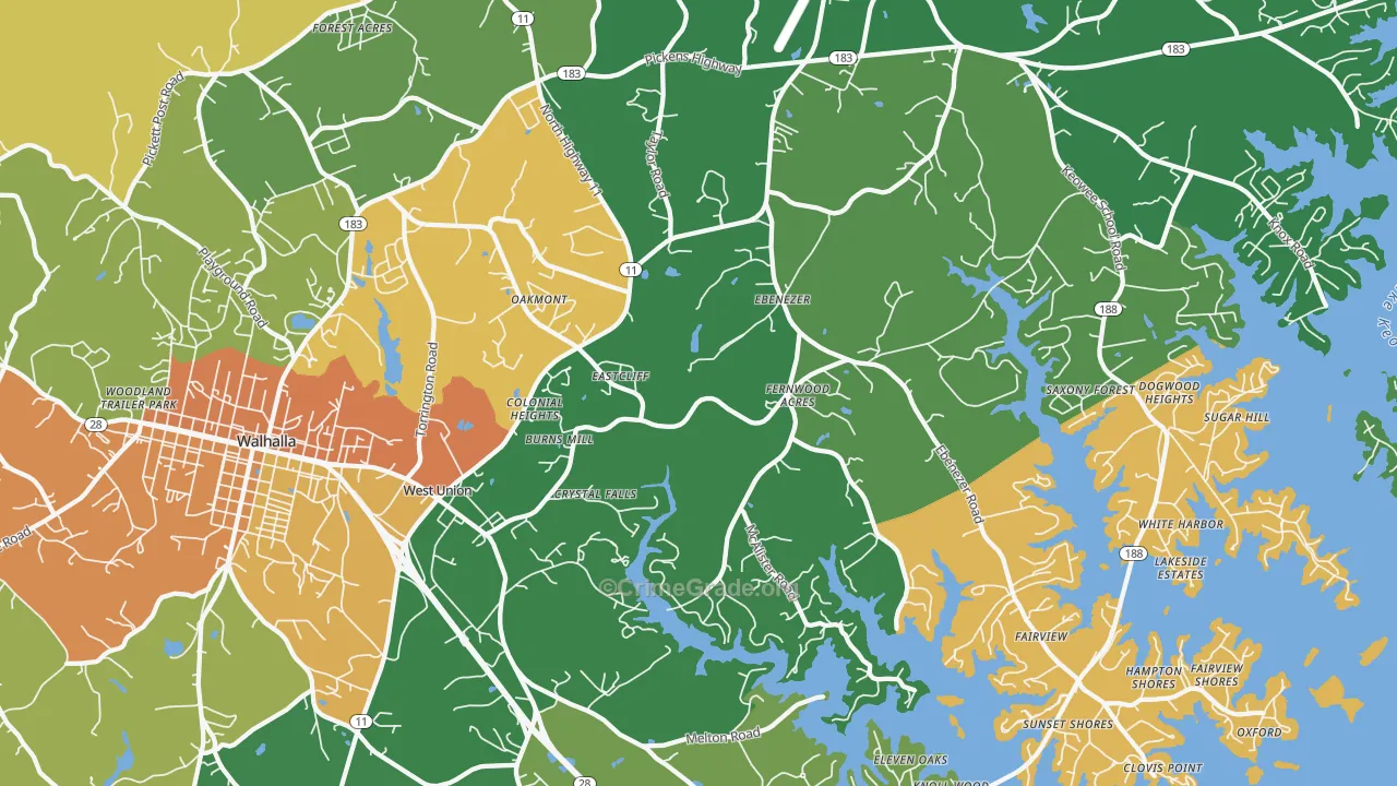 West Union, SC Map of Assault Rates